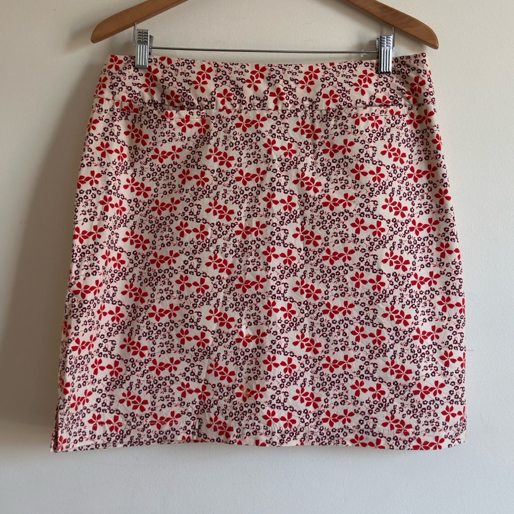 GAP Floral A Line Knee Length Skirt Orange Purple Print Size 14